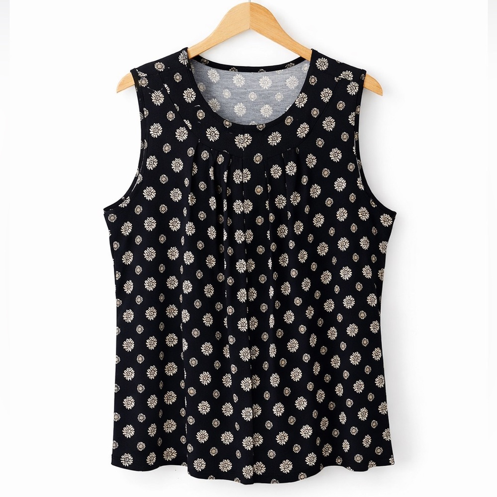 *NWOT* Croft & Barrow Black/Tan Pleated Tank Top- XXL